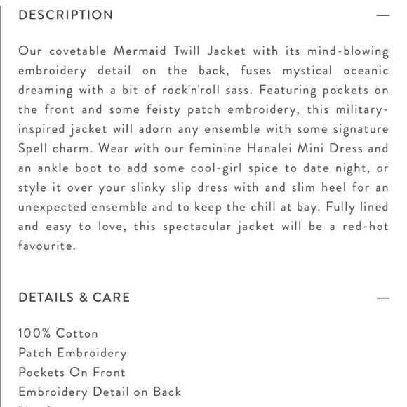 ❣️4 TIME HOST PICK❣️ Spell & The Gypsy Collective Mermaid Utility Jacket - Picture 7 of 7